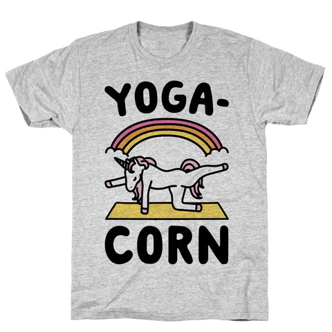 Yoga-Corn Athletic Gray Unisex Cotton Tee by LookHUMAN